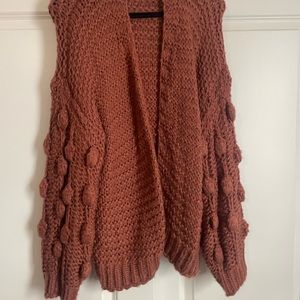Pink Lily Crocheted Terracotta Cardigan